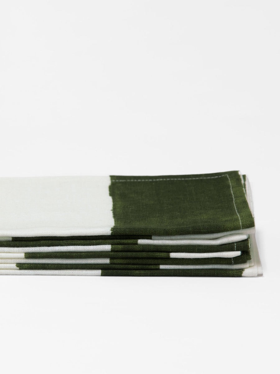 Riviera Stripe Napkins in Khaki - Set of 4