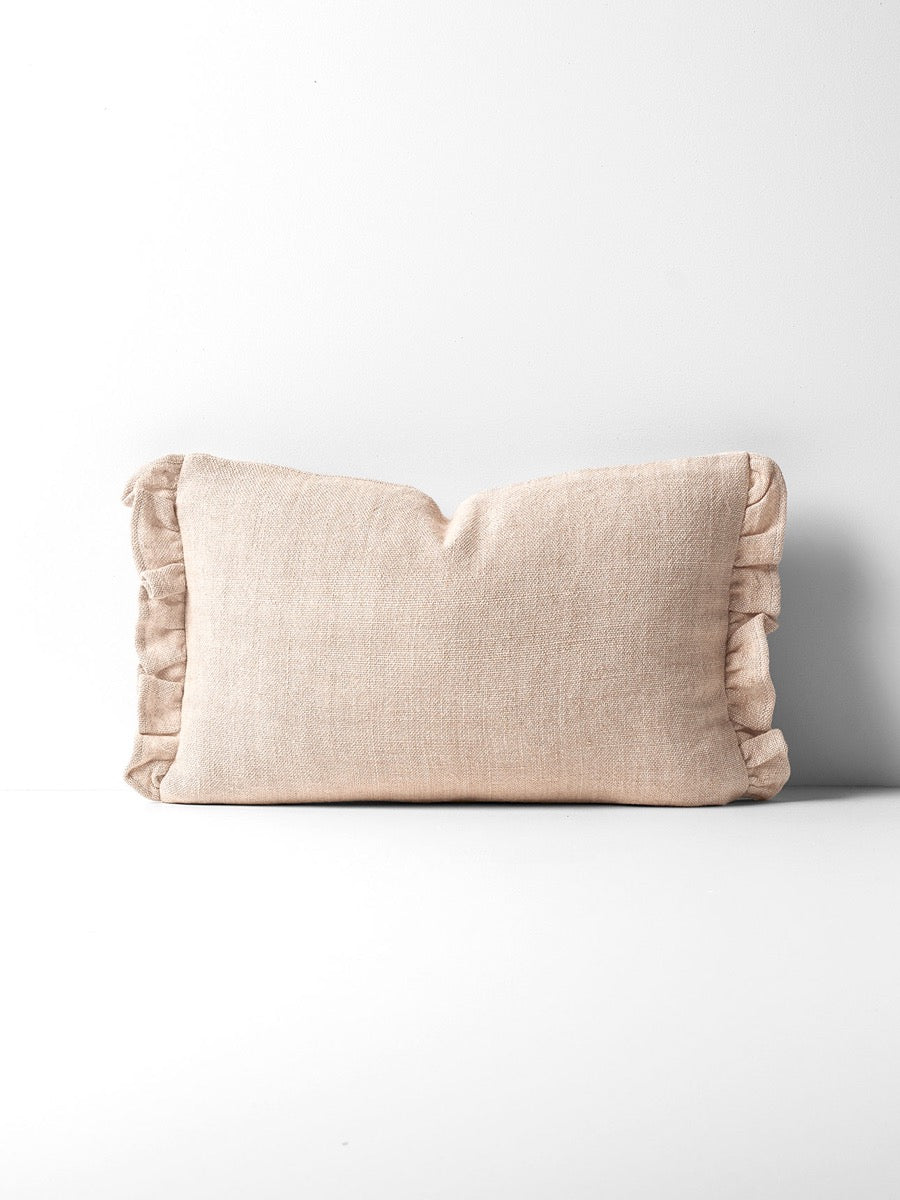 Ruffle Linen Cushion in Shell