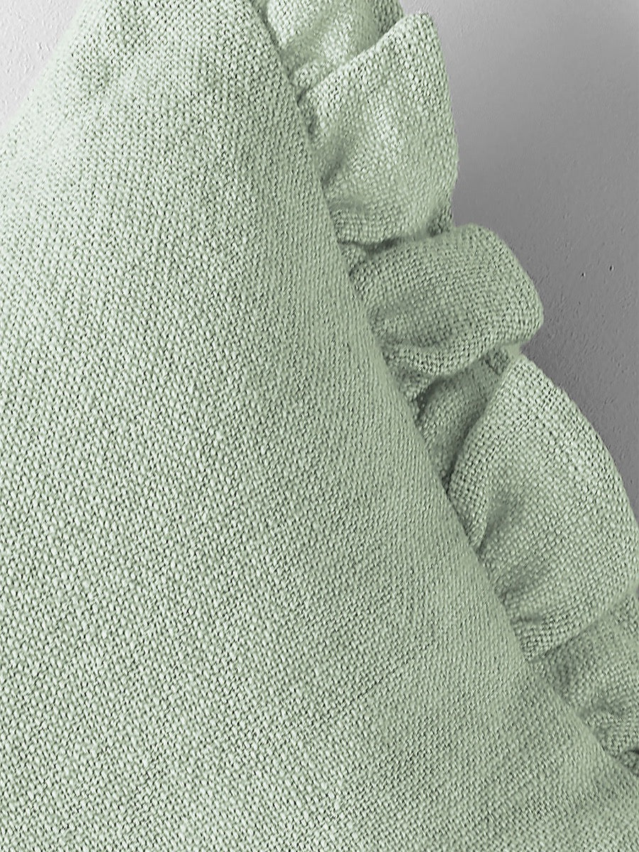 Ruffle Linen Cushion in Soft Sage