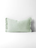 Ruffle Linen Cushion in Soft Sage
