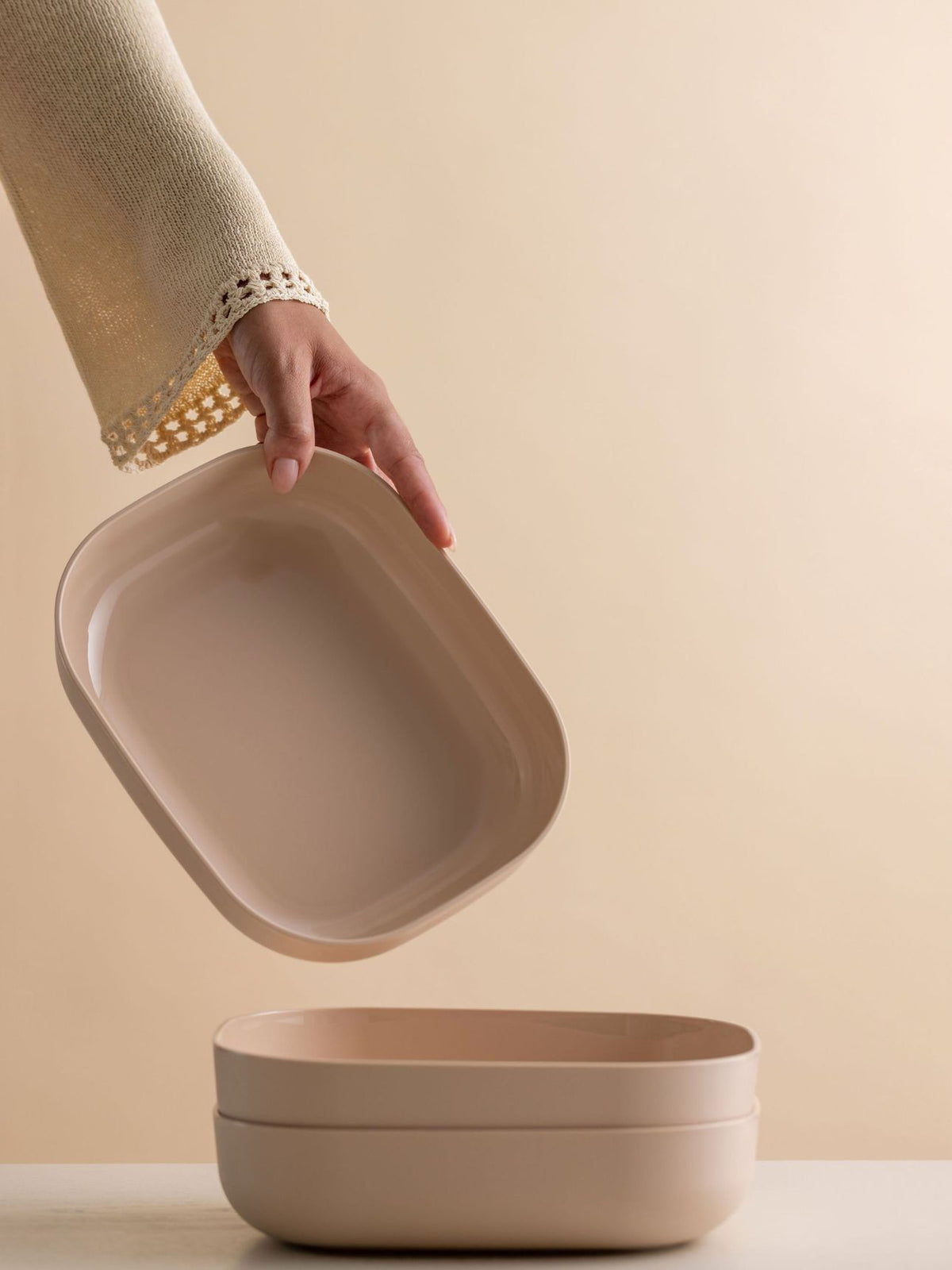 Nesting Tray in Biscotti - 2-Piece Set