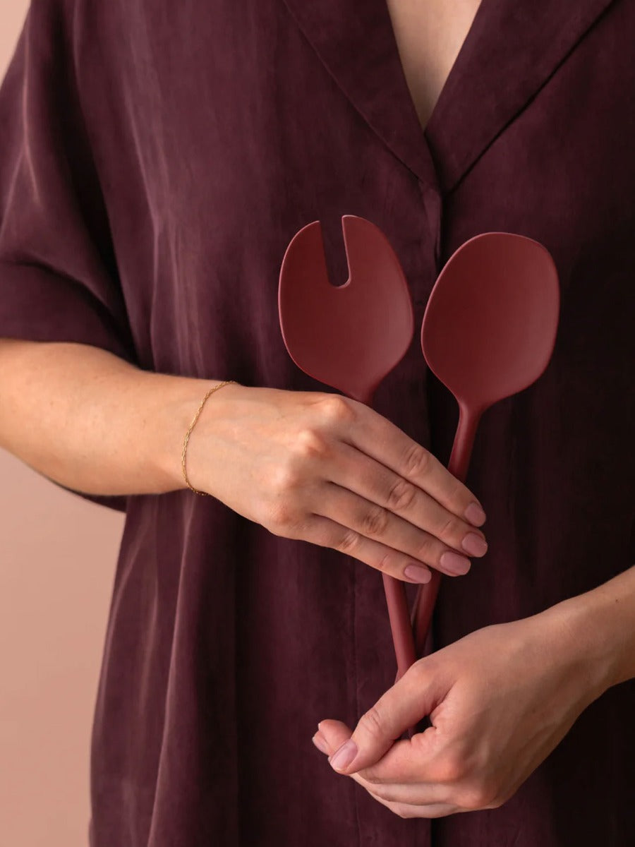 Salad Servers in Merlot