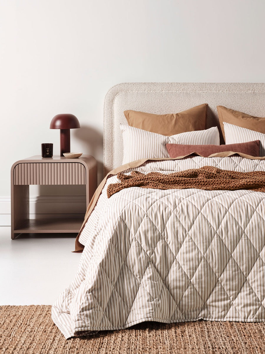 Ticking Stripe Coverlet in Bronze