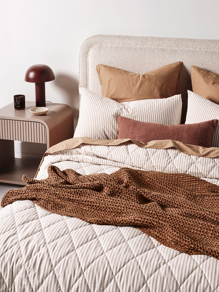 Ticking Stripe Coverlet in Bronze