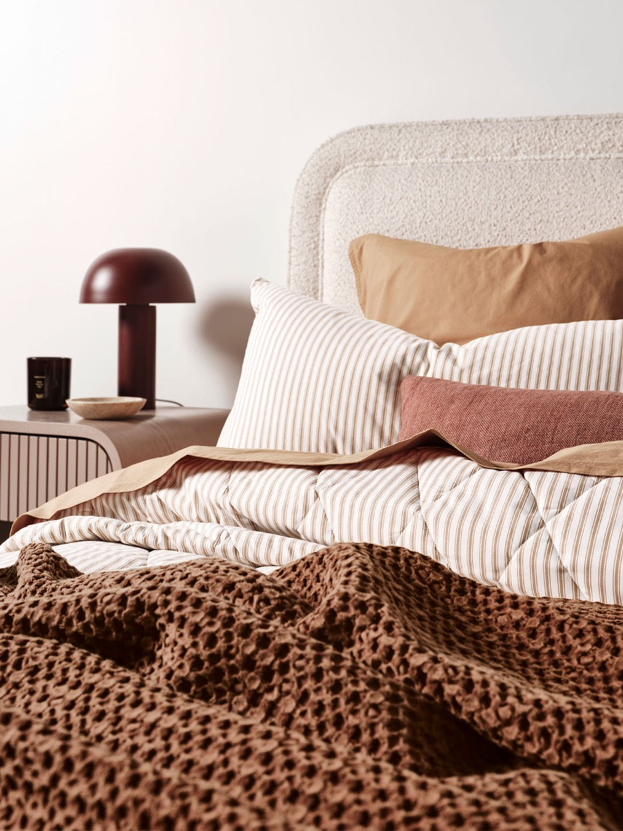 Ticking Stripe Coverlet in Bronze