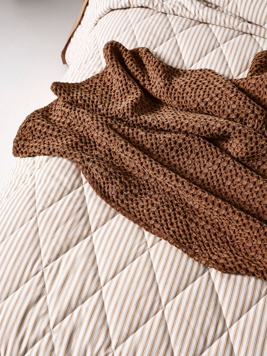 Ticking Stripe Coverlet in Bronze