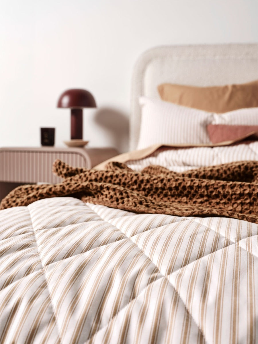 Ticking Stripe Coverlet in Bronze