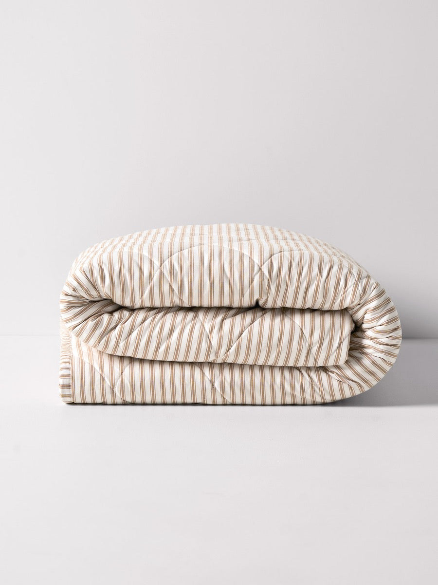 Ticking Stripe Coverlet in Bronze