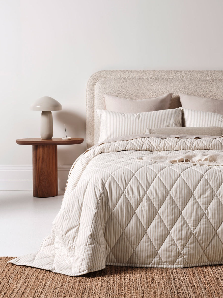 Ticking Stripe Coverlet in Natural