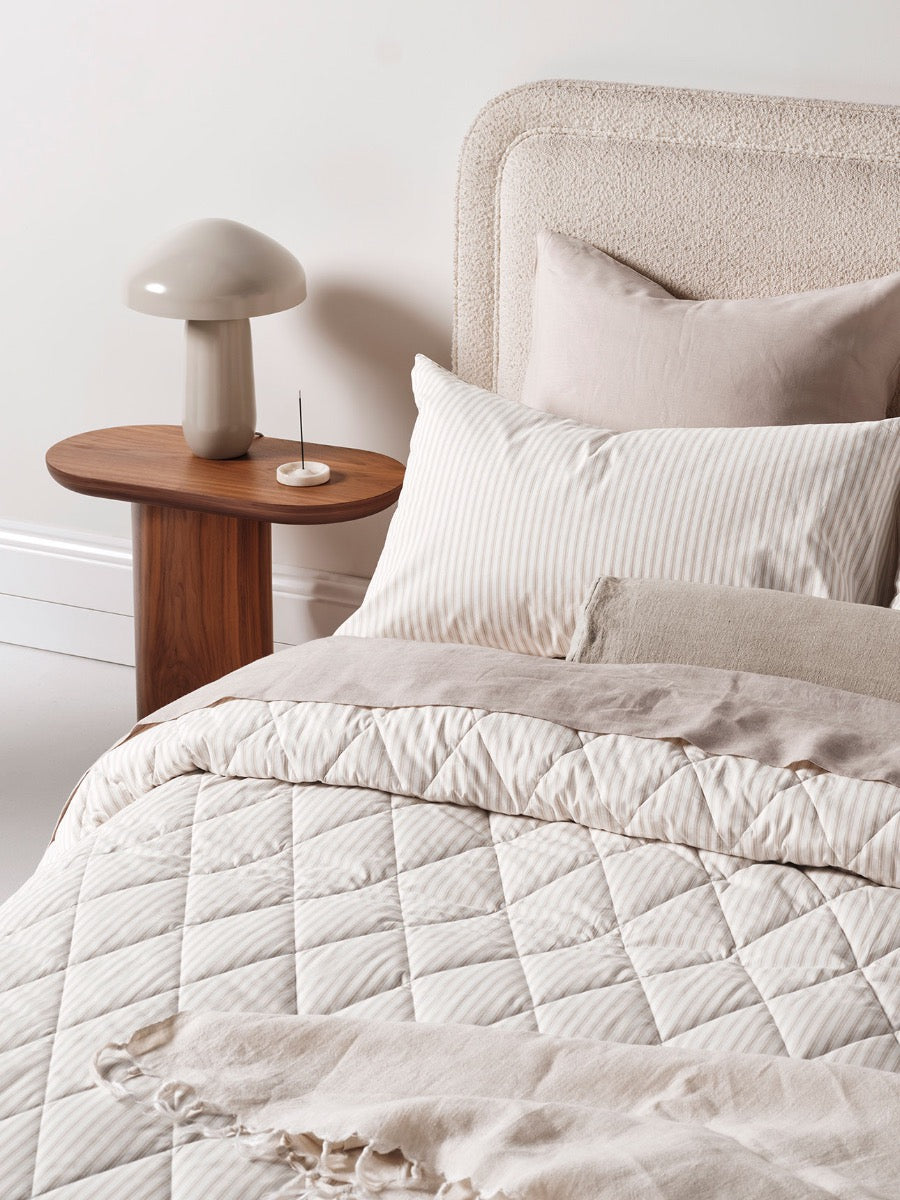 Ticking Stripe Coverlet in Natural