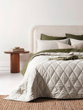 Ticking Stripe Coverlet in Olive