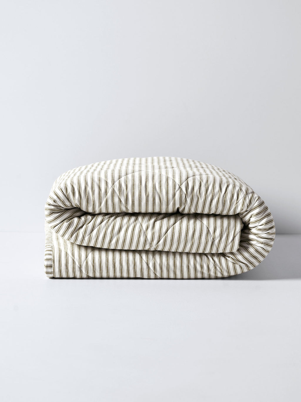 Ticking Stripe Coverlet in Olive