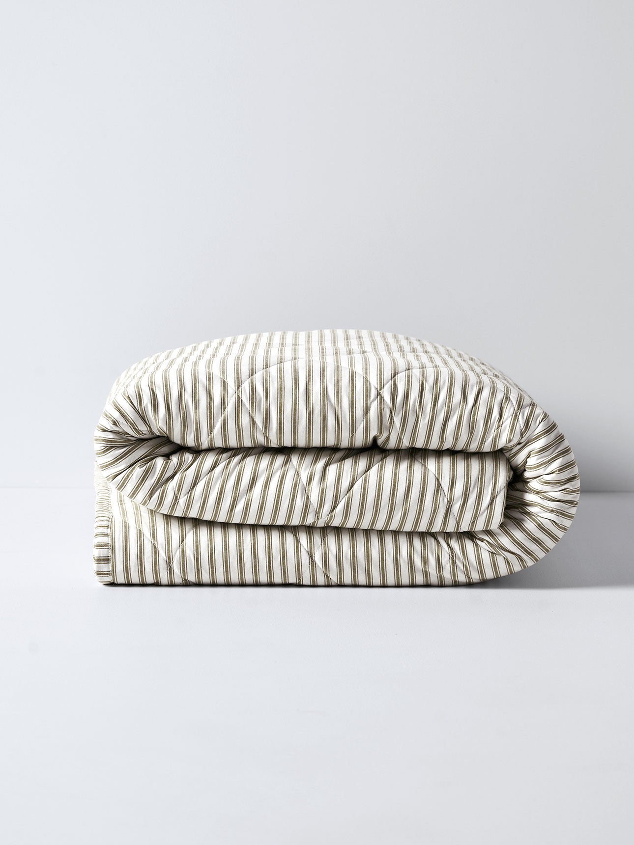 Ticking Stripe Coverlet in Olive