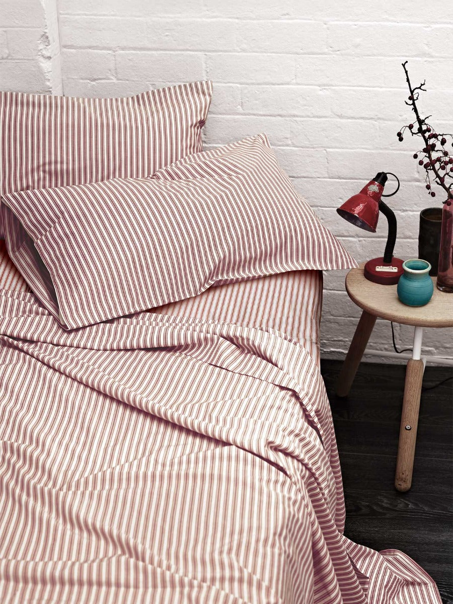 Ticking Stripe Sheet Set in Bronze