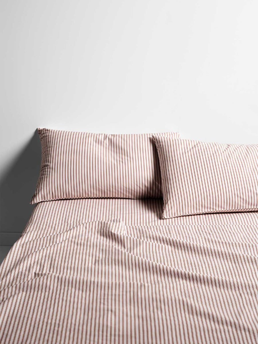 Ticking Stripe Sheet Set in Bronze