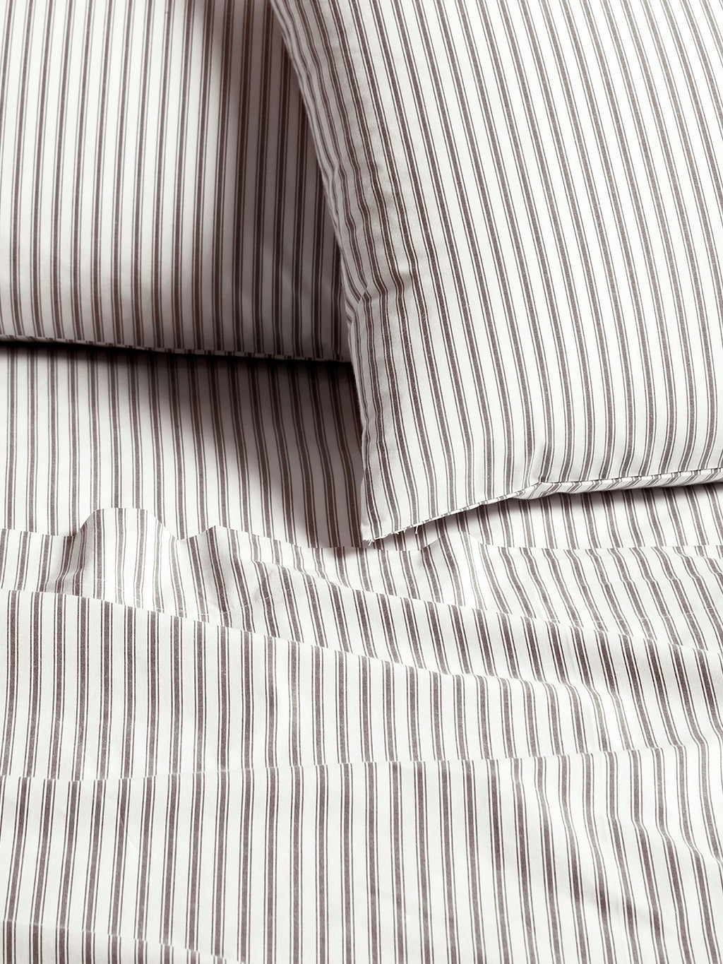 Ticking Stripe Sheet Set in Chocolate
