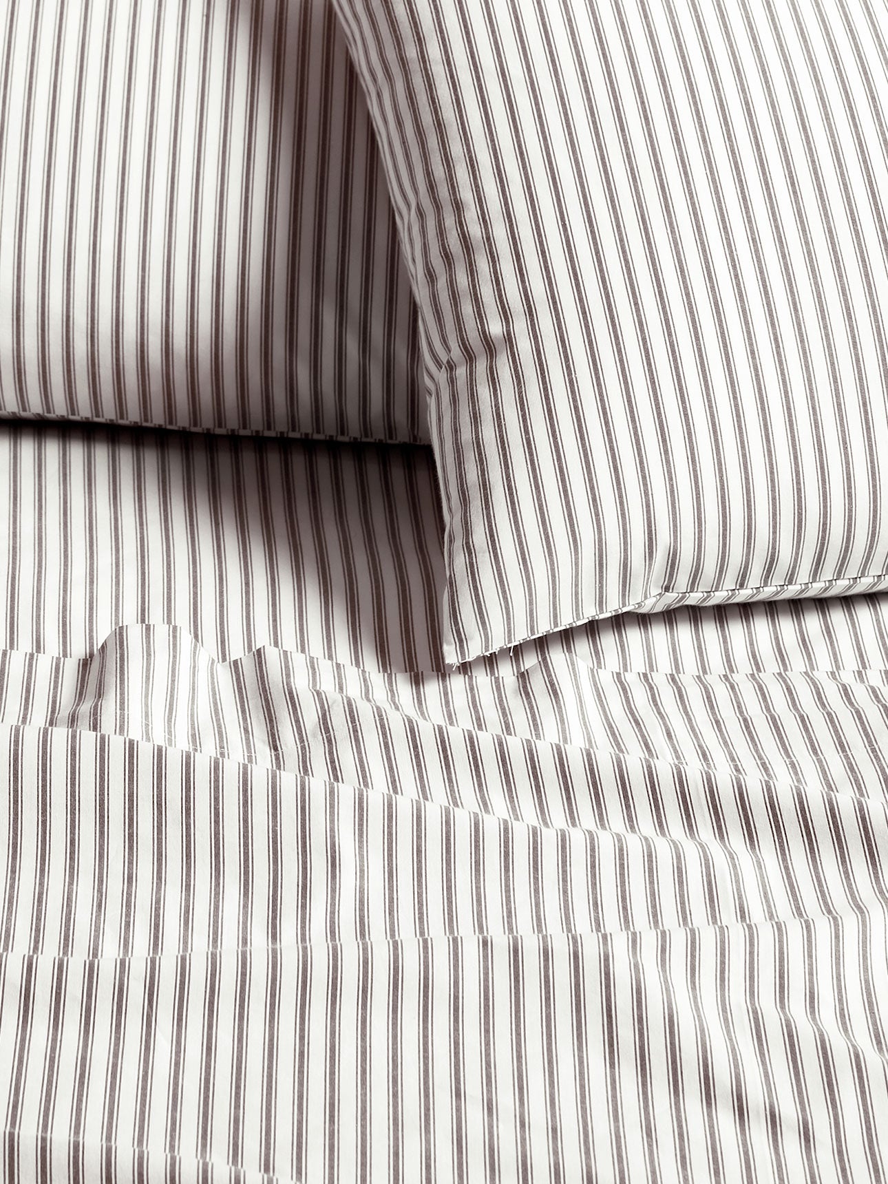 Ticking Stripe Sheet Set in Chocolate