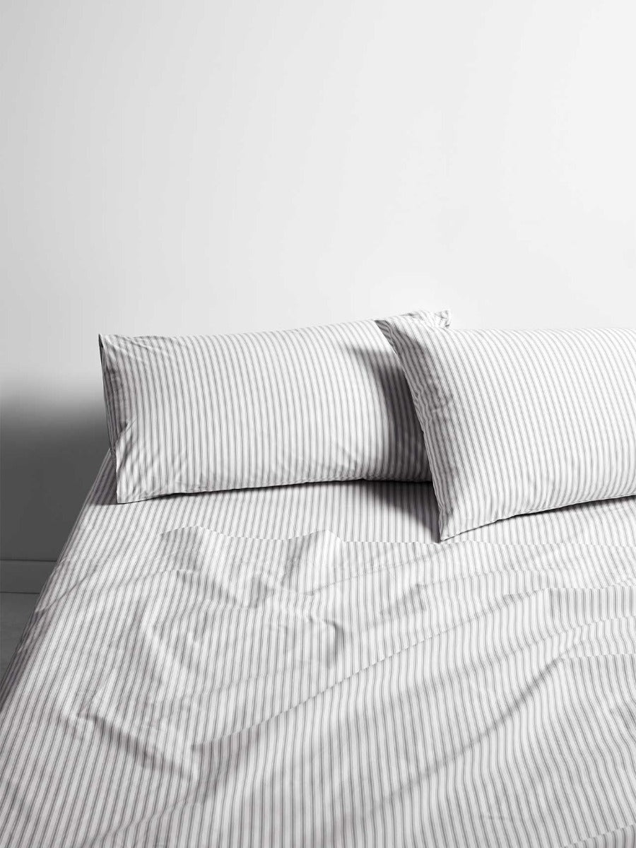Ticking Stripe Sheet Set in Dove