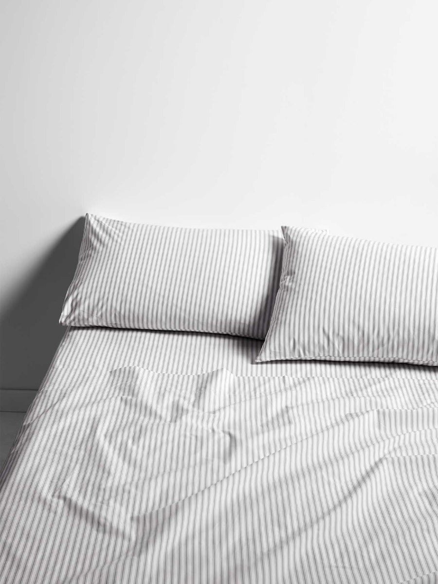 Ticking Stripe Sheet Set in Dove