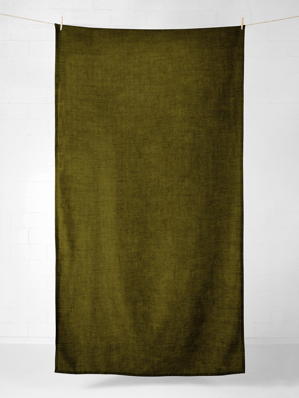 Vintage Linen Tablecloth in Khaki