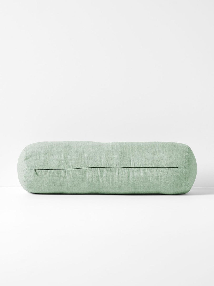 Vintage Linen Bolster in Sage