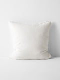 Vintage Linen Fringe Square Cushion in Marshmallow