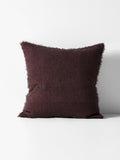 Vintage Linen Fringe Square Cushion in Mulberry