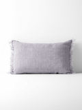 Vintage Linen Fringe Rectangle Cushion in Lavender