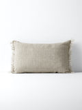 Vintage Linen Fringe Rectangle Cushion in Natural