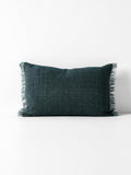 Vintage Linen Fringe Rectangle Cushion in Storm