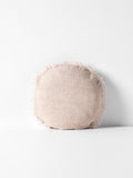 Vintage Linen Fringe Round Cushion in Shell - Small