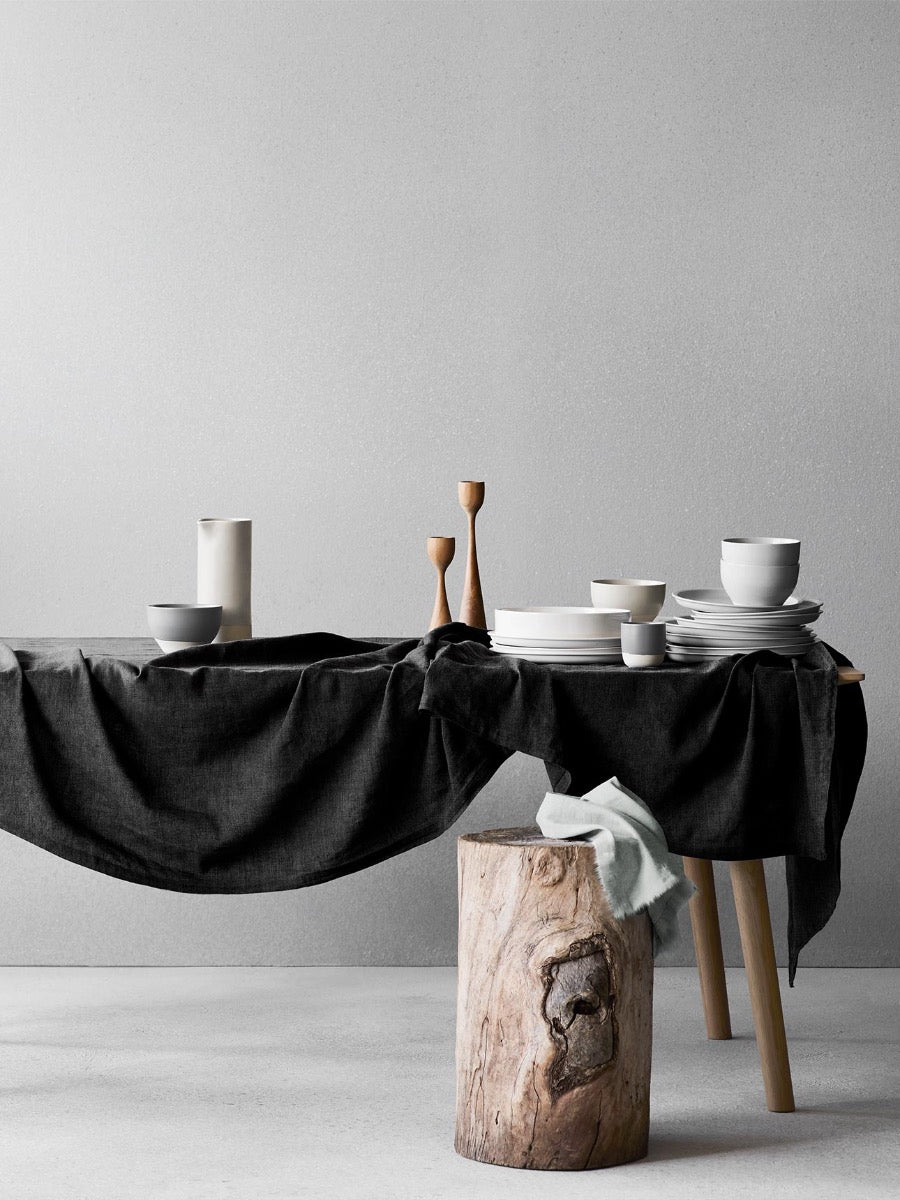 Vintage Linen Napkins in Black - Set of 4