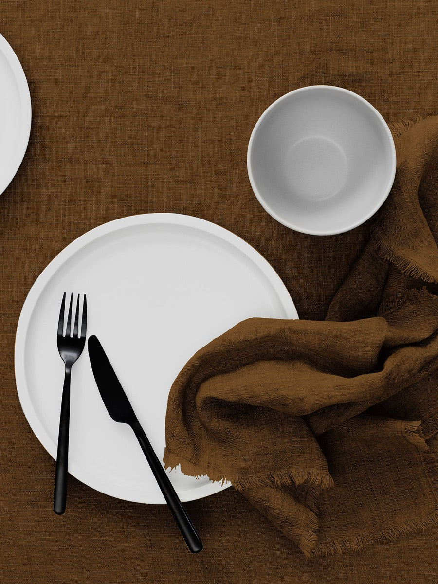 Vintage Linen Tablecloth in Tobacco