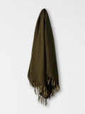 Vintage Linen Fringe Throw in Khaki