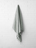 Vintage Linen Fringe Throw in Limestone