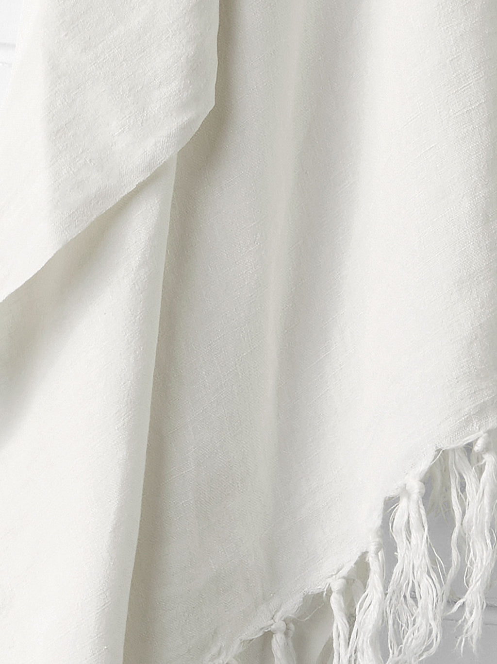 Vintage Linen Fringe Throw in Marshmallow
