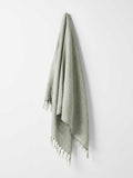 Vintage Linen Fringe Throw in Sage