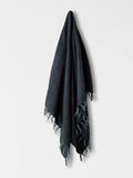 Vintage Linen Fringe Throw in Slate