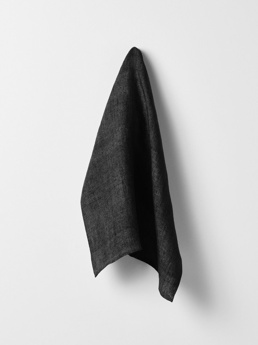 Vintage Linen Napkins in Black - Set of 4