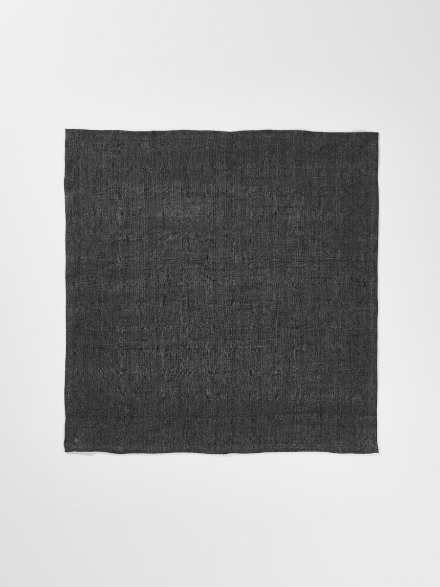 Vintage Linen Napkins in Charcoal - Set of 4