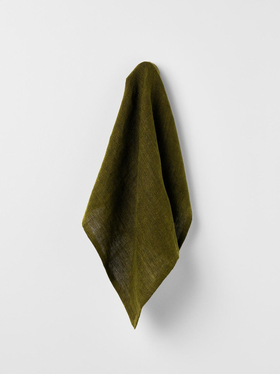Vintage Linen Napkins in Khaki - Set of 4