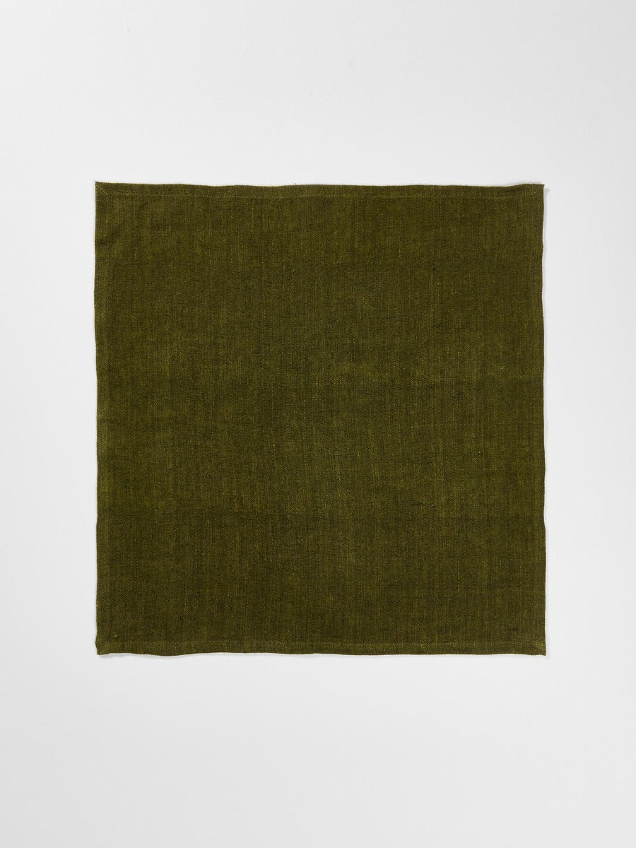 Vintage Linen Napkins in Khaki - Set of 4