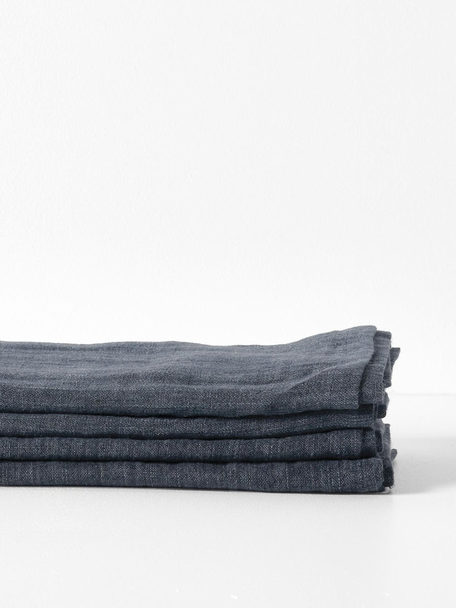 Vintage Linen Napkins in Charcoal - Set of 4