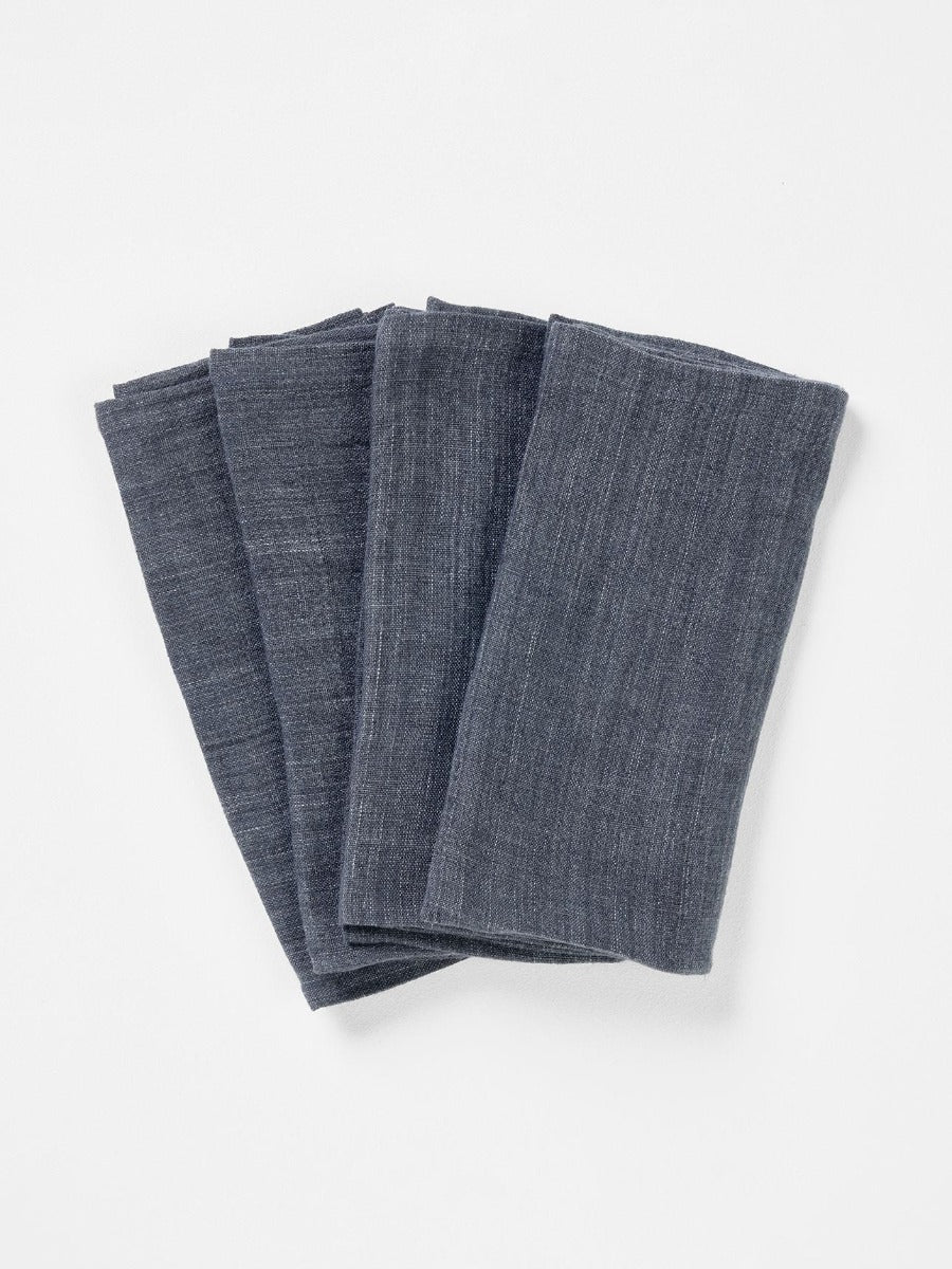 Vintage Linen Napkins in Charcoal - Set of 4