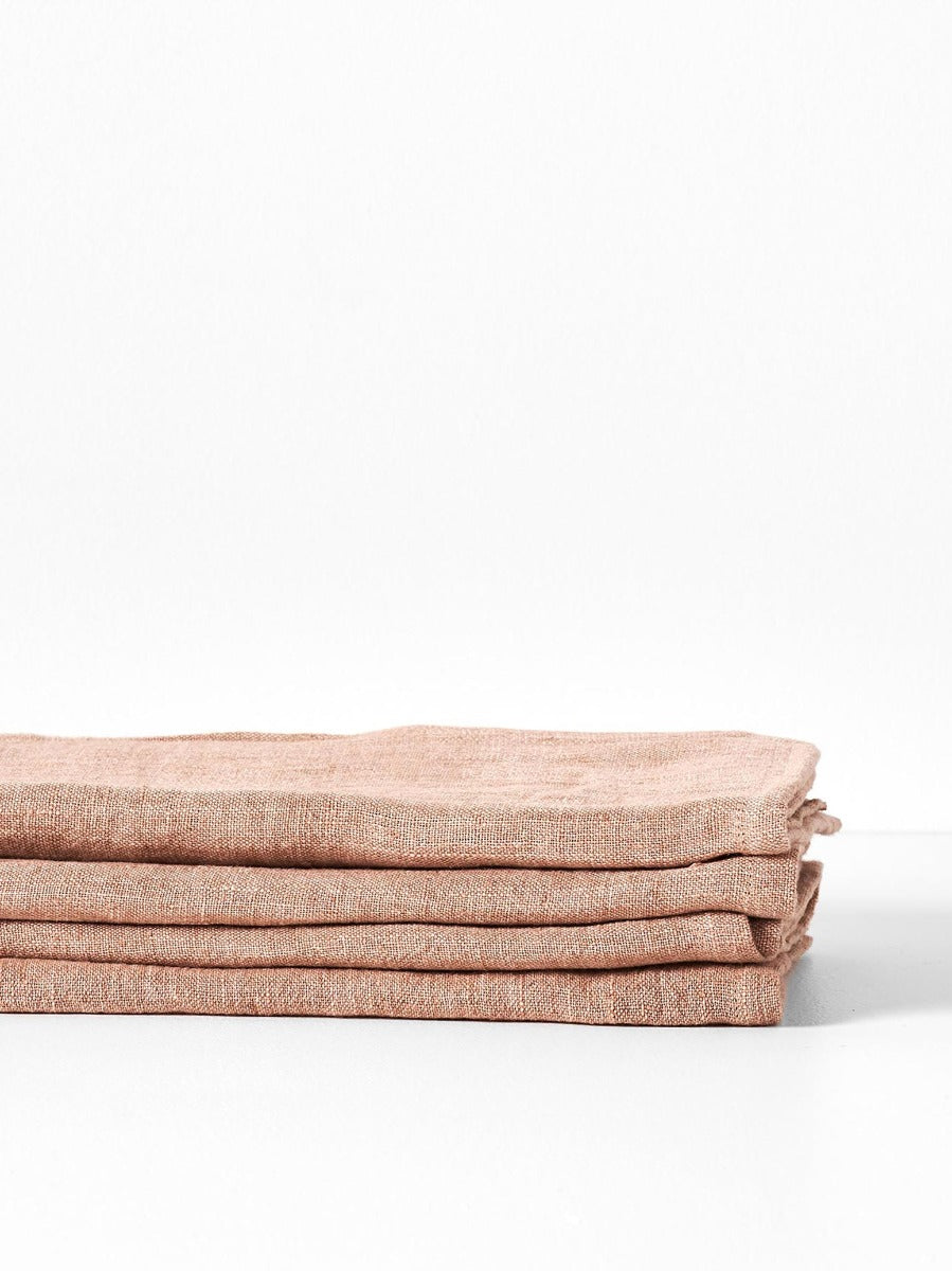 Vintage Linen Napkins in Clay - Set of 4