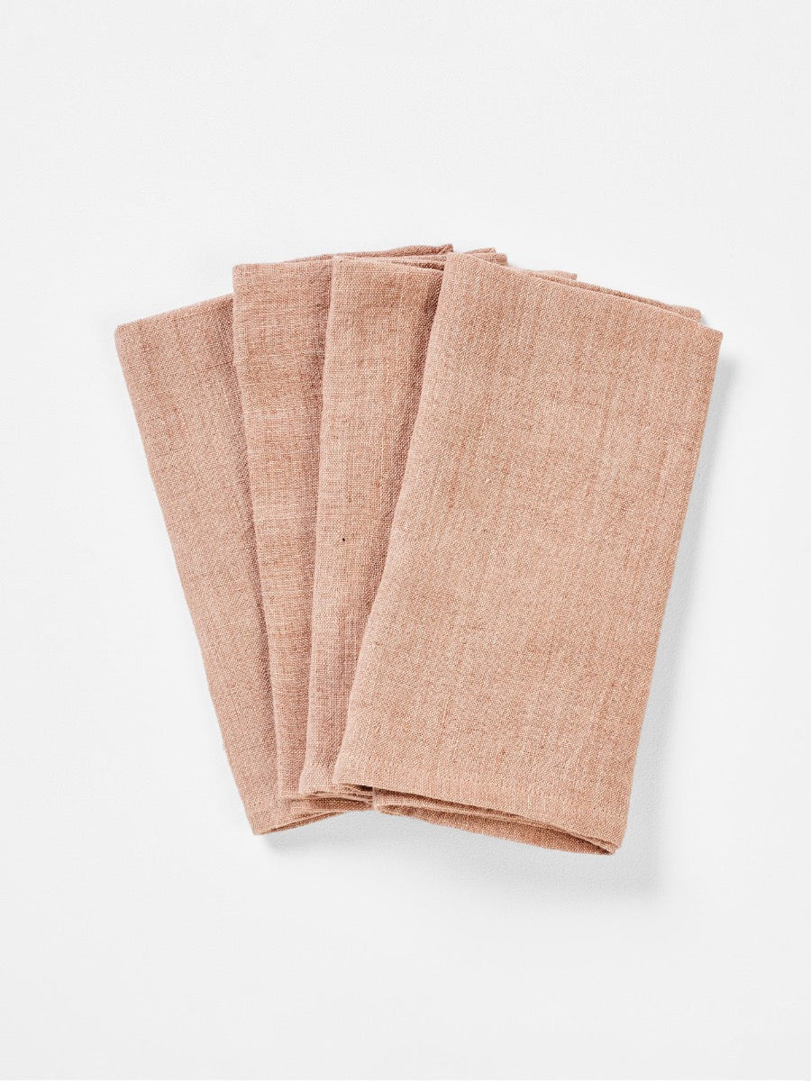 Vintage Linen Napkins in Clay - Set of 4