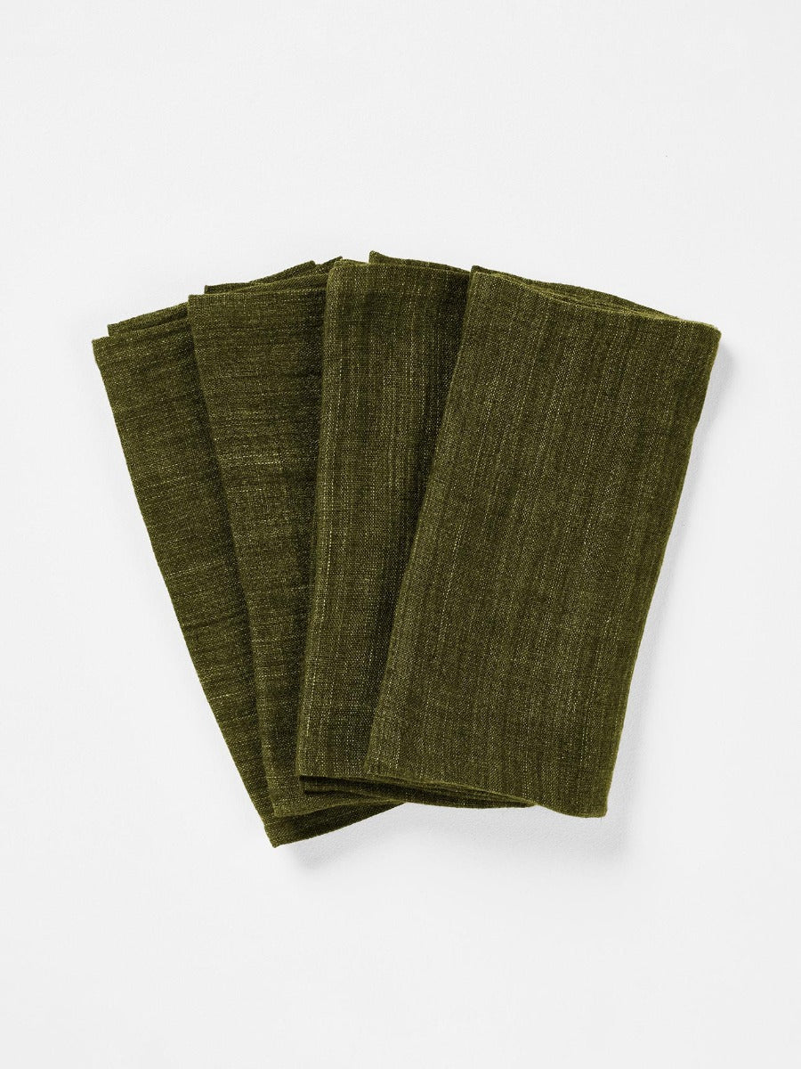 Vintage Linen Napkins in Khaki - Set of 4