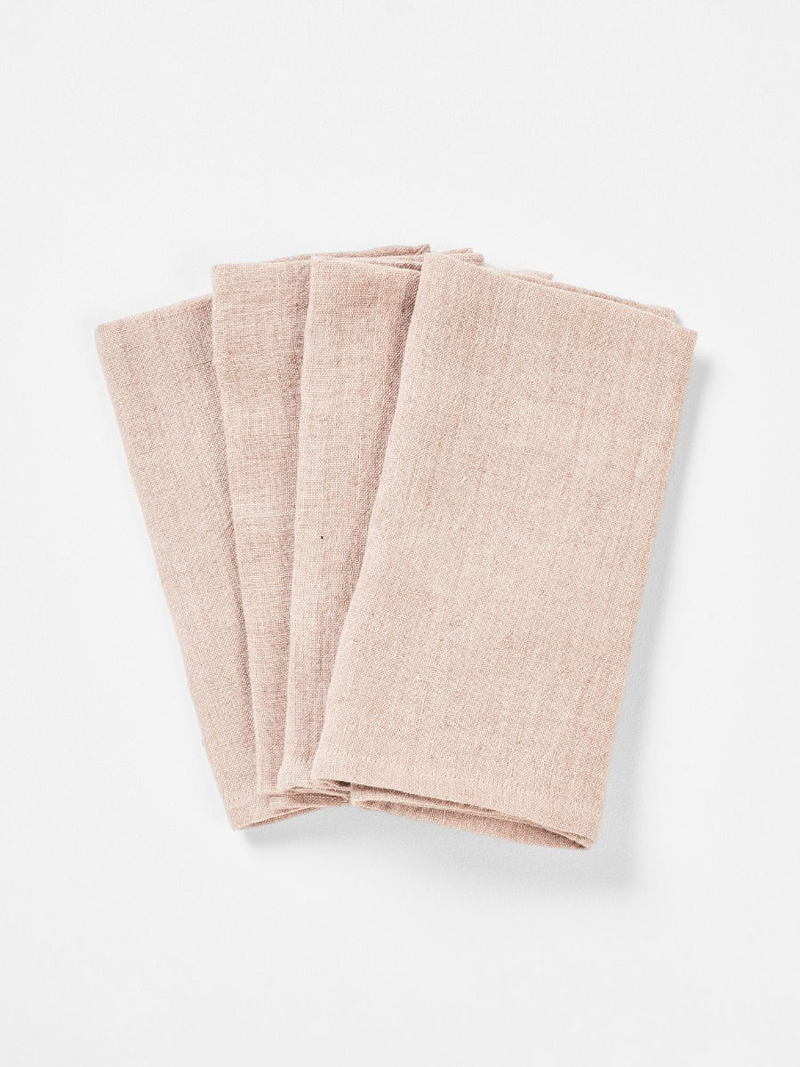 Vintage Linen Napkins in Shell - Set of 4
