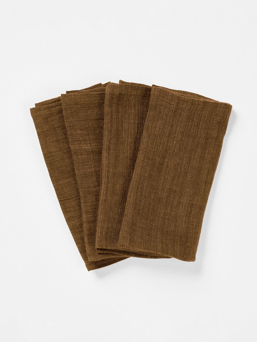 Vintage Linen Napkins in Tobacco - Set of 4