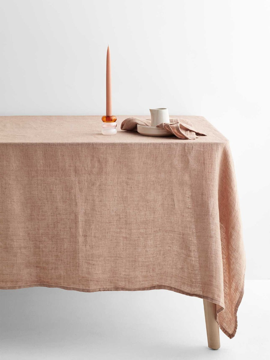Vintage Linen Tablecloth in Clay